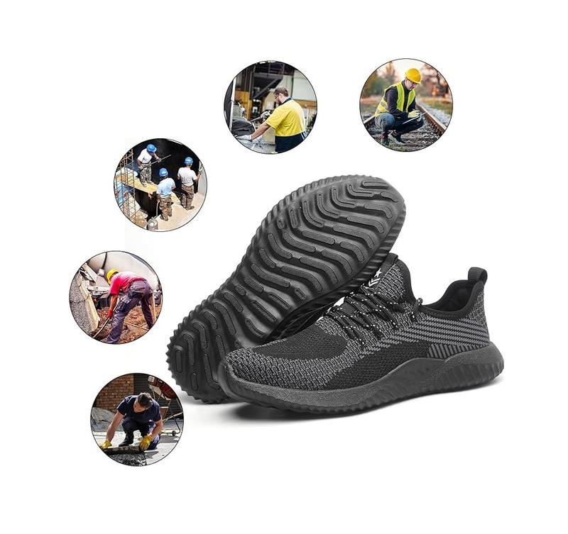 Steel Toe Safety Shoes for Women Men Work Shoes Industrial & Construction Sneakers Puncture Proof Lightweight Working Shoes puncture proof kevlar mid-sole wide application