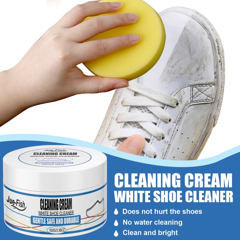 Jue-Fish Small White Shoe Cleaning Paste, Wash-Free Shoe Cleaning & Stain Removal Cleaner Footwear Comfort Bedroom Walking Parent Tactical