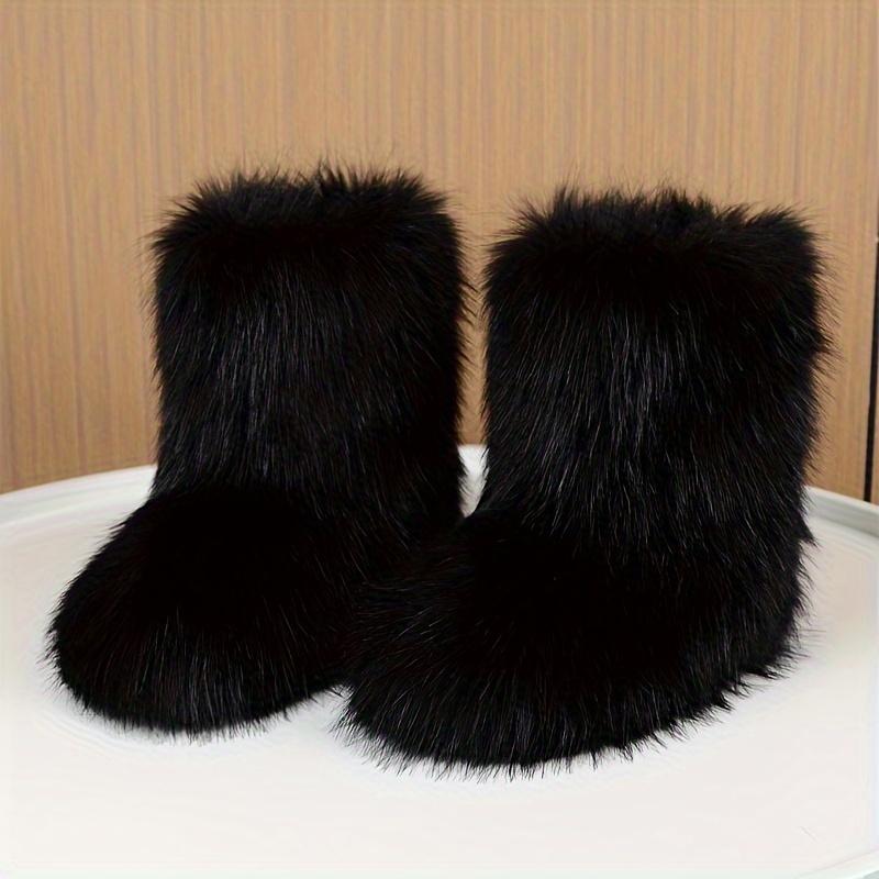 Cozy Faux Fur High-Top Boots - Soft Plush Lined, Warm, Comfortable, Fuzzy, Snow-Ready, Y2k-Inspired Winter Boots for Women - Perfect for Cold Weather, Casual Outings, and Trendy Fashion Statements