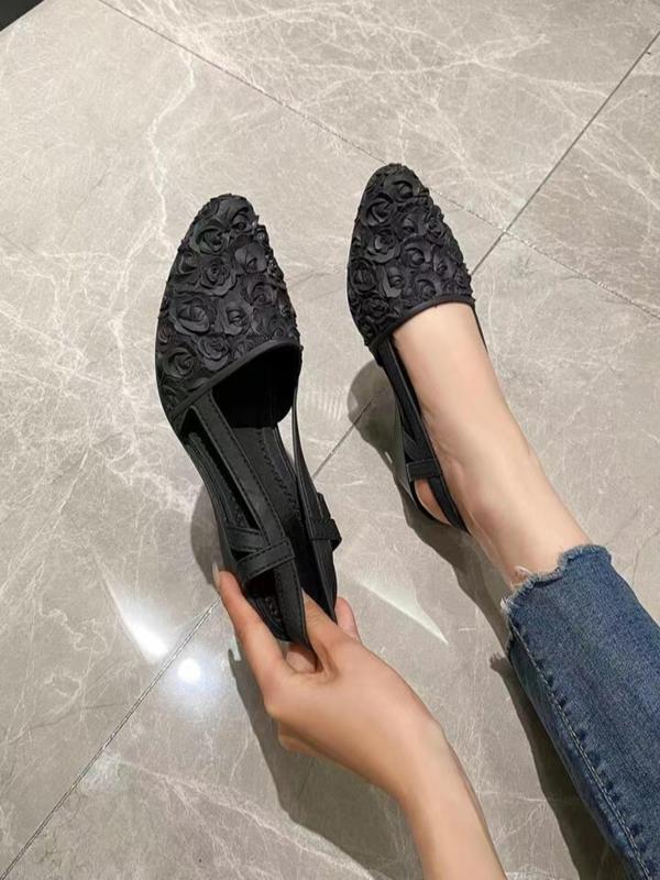 Women's 1 Pair Floral Embossed Slip on Shoes, Elegant Pointed Toe Wedge Shoes for Daily Wear, Female Thin Shoes for Banquet & Wedding Party