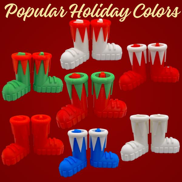 Enchanted Elf Boots - Popular Holiday Colors - North Pole Hiking Co. - Let Your Christmas Elf Walk On The Ceiling And Walls Footwear