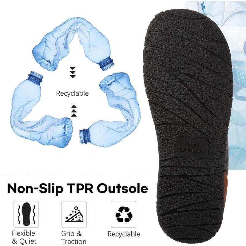 Men's Fuzzy Sherpa Lined Slippers Warm Memory Foam Non-slip Slippers Slip-on House Shoes for Indoor Outdoor