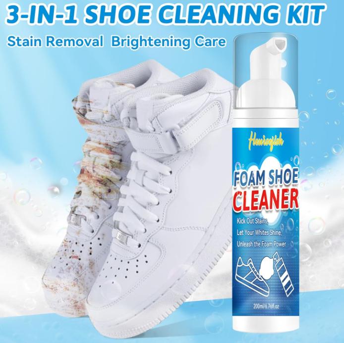 Shoe Cleaning, 6.76 Oz White Shoe Cleaner with Brush and Towel, Shoe Cleaner Sneakers Cleaning Dirt and Stain, Sneaker Cleaning kit for White Shoes, Suede, Leather, Knit, Boots, Canvas, Fabric