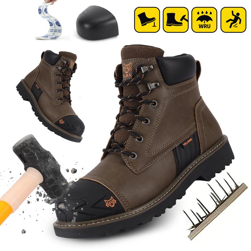 Mens Steel Toe Shoes Insulated Work Boots Anti Slip Safety Shoes Industrial Anti-Puncture Sole Steel Toe Shoes for Outdoor Work