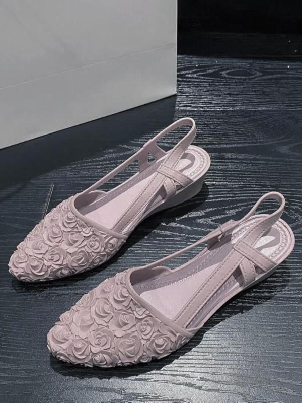 Women's 1 Pair Floral Embossed Slip on Shoes, Elegant Pointed Toe Wedge Shoes for Daily Wear, Female Thin Shoes for Banquet & Wedding Party