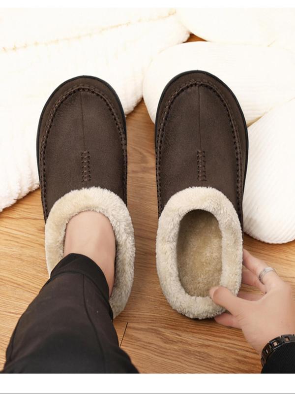 Men's Simple Solid Slippers, Casual Comfortable Home Slippers, Warm Slippers for Indoor & Outdoor Use for Fall & Winter