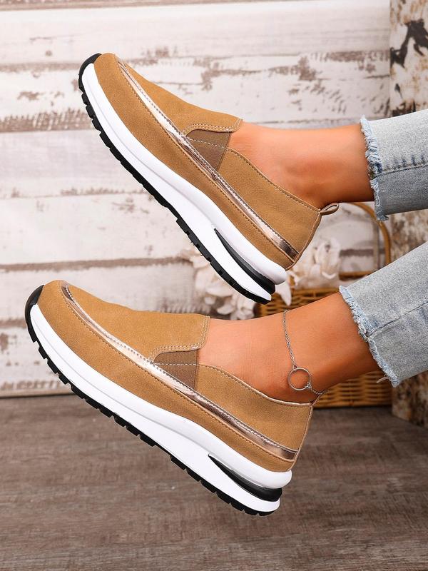 Women's Fashionable  Slip on Platform Sneakers, Casual Comfortable Low Top Shoes for Daily Wear, Female All-match Round Toe Shoes for Daily Wear