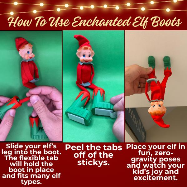 Enchanted Elf Boots - Popular Holiday Colors - North Pole Hiking Co. - Let Your Christmas Elf Walk On The Ceiling And Walls Footwear