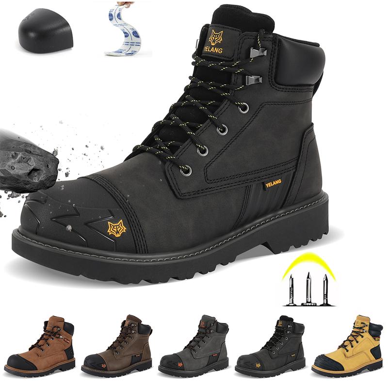 Mens Steel Toe Shoes Insulated Work Boots Anti Slip Safety Shoes Industrial Anti-Puncture Sole Steel Toe Shoes for Outdoor Work