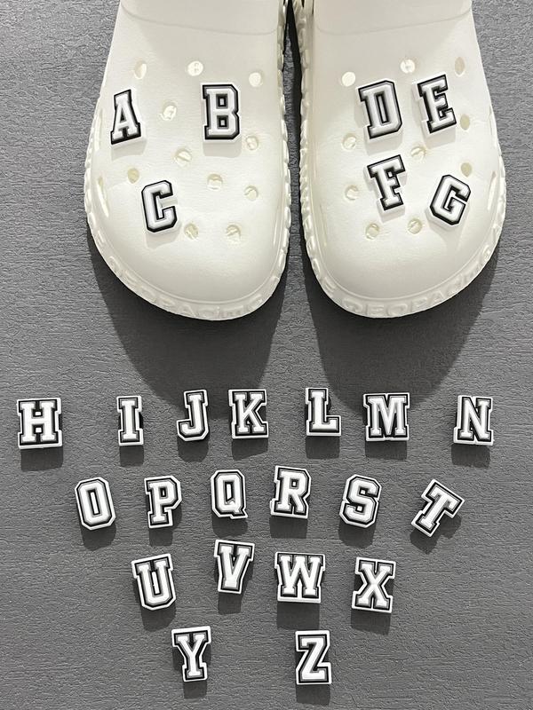 26pcs set Cute 26 Letter Clogs Charms, Trendy Novelty Shoes Decoration, Fashionable Accessories for Clogs Diy Decoration As Birthday Gift