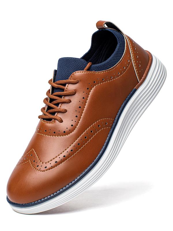 Men's Business Style Plain Color Lace Up Shoes, Casual Comfortable Round Toe Shoes for Daily Wear, Perfect for Men for Outdoor & Office