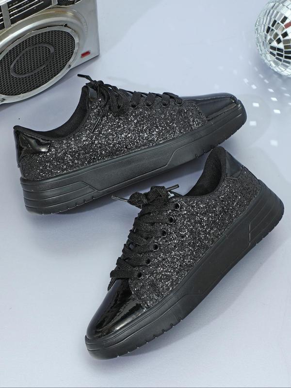 Men's Fashionable Glitter Low Top Sneakers, Casual Comfortable Breathable Skate Shoes, Male All-match Round Toe Shoes for Daily Wear