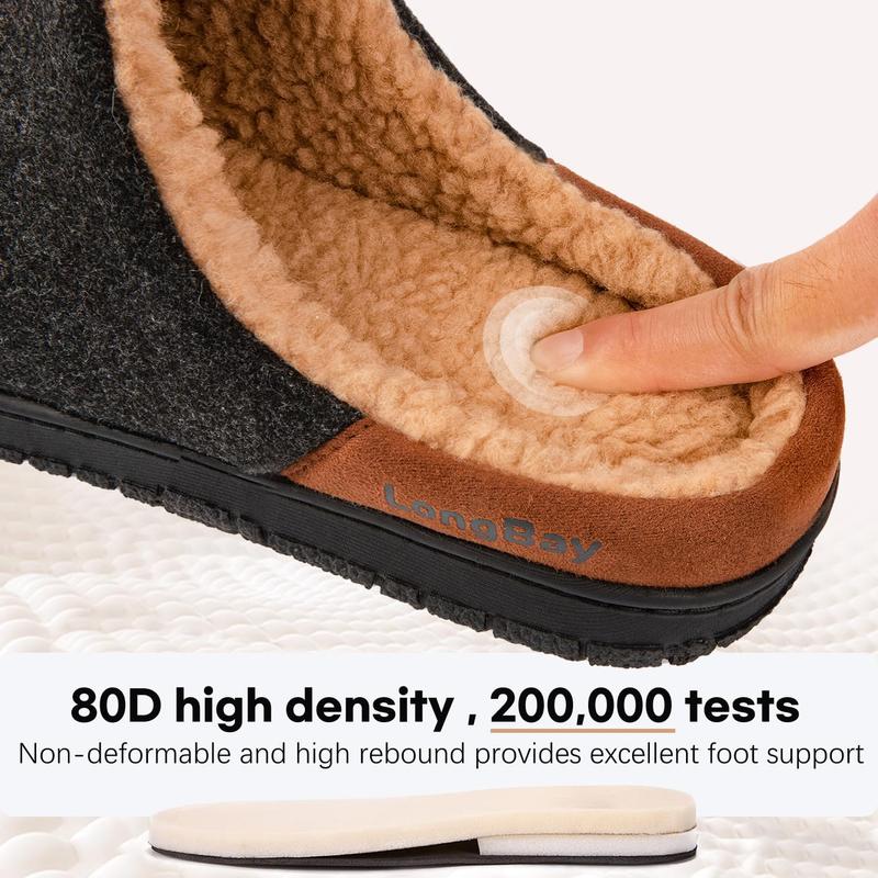 Men's Fuzzy Sherpa Lined Slippers Warm Memory Foam Non-slip Slippers Slip-on House Shoes for Indoor Outdoor