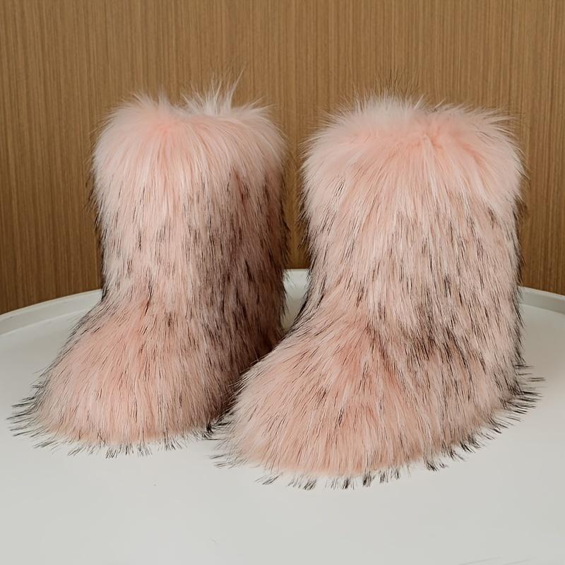 Cozy Faux Fur High-Top Boots - Soft Plush Lined, Warm, Comfortable, Fuzzy, Snow-Ready, Y2k-Inspired Winter Boots for Women - Perfect for Cold Weather, Casual Outings, and Trendy Fashion Statements