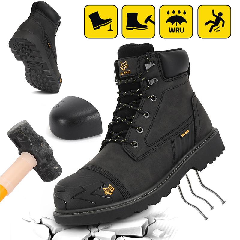 Mens Steel Toe Shoes Insulated Work Boots Anti Slip Safety Shoes Industrial Anti-Puncture Sole Steel Toe Shoes for Outdoor Work