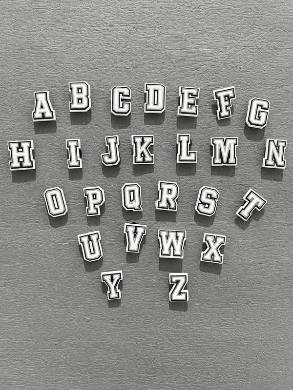 26pcs set Cute 26 Letter Clogs Charms, Trendy Novelty Shoes Decoration, Fashionable Accessories for Clogs Diy Decoration As Birthday Gift