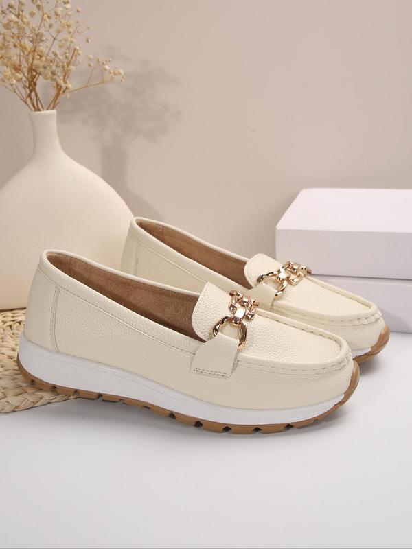 Women's Fashion Chain Decor Slip on Shoes, Commuting Shoes, Casual Comfortable Soft Sole Low Top Shoes, All-match Commuter Shoes for Work & Daily Wear