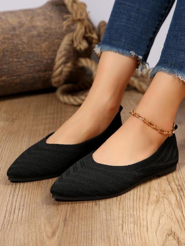 Women's Fashionable Solid Color Flat Shoes, Summer Casual Comfortable Breathable Pointed Toe Flats