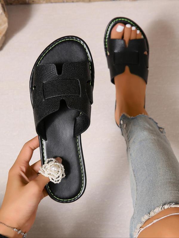 Women's Fashionable Plain Color Slip on Sandals, Casual Open Toe Flat Sandals for Beach, Fashionable Shoes for Daily Wear