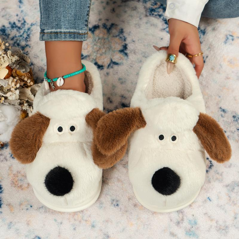 Women Men Cute Cotton Slippers Cartoon Plush Animal Cow Cotton Slippers Indoor Outdoor Puppy Slippers Footwear Walking Shoes