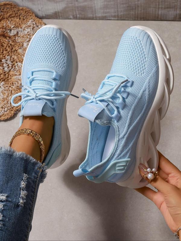 Women's Fashionable Lace Up Blade Sole Sneakers, Casual Comfortable Sports Running Shoes, Female All-match Round Toe Shoes for Daily Wear