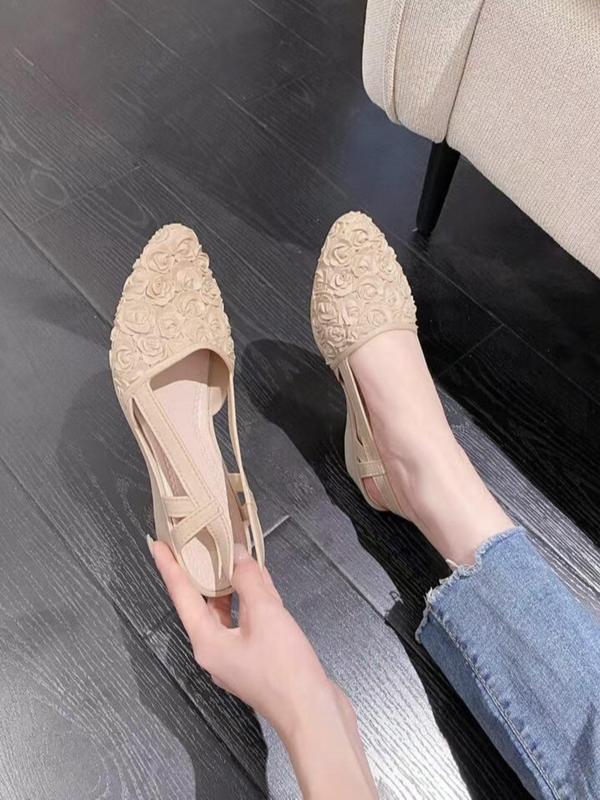 Women's 1 Pair Floral Embossed Slip on Shoes, Elegant Pointed Toe Wedge Shoes for Daily Wear, Female Thin Shoes for Banquet & Wedding Party