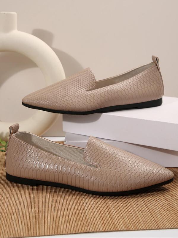 Women's Fashionable Textured Slip on Flats, Casual Comfortable Pointed Toe Loafers for Daily Wear, Lightweight Breathable Shoes for Women & Girls