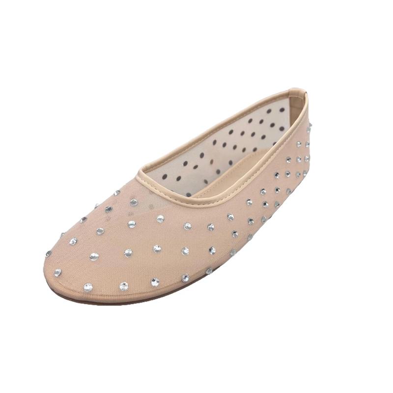 WOMENS RHINESTONE MESH BALLET FLAT NANAMI-03