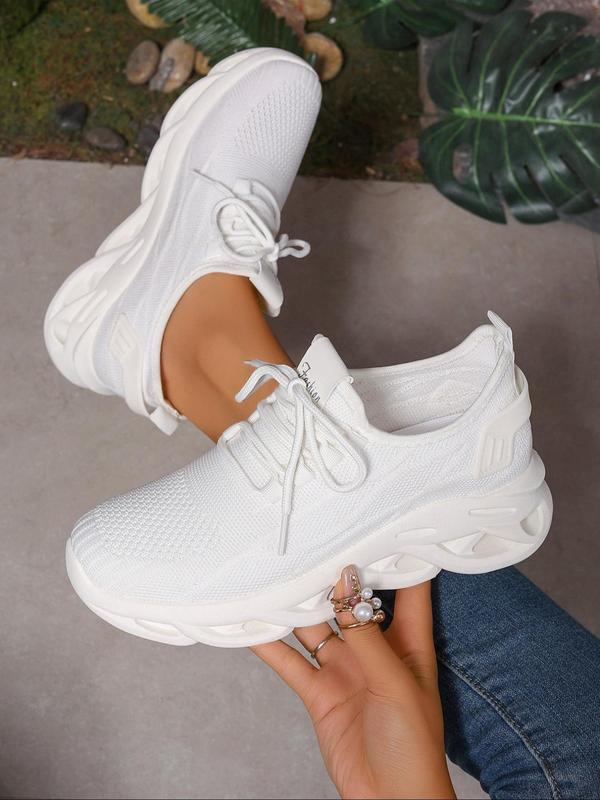 Women's Fashionable Lace Up Blade Sole Sneakers, Casual Comfortable Sports Running Shoes, Female All-match Round Toe Shoes for Daily Wear