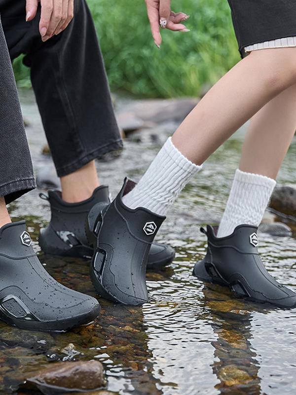 Women's Fashionable Letter Label Design Ankle Boots As Birthday Gifts, Casual Waterproof Non-slip Rain Boots for Outdoor, Female All-match Round Toe Casual Shoes for Summer 2024, Footwear,  Walking Shoes