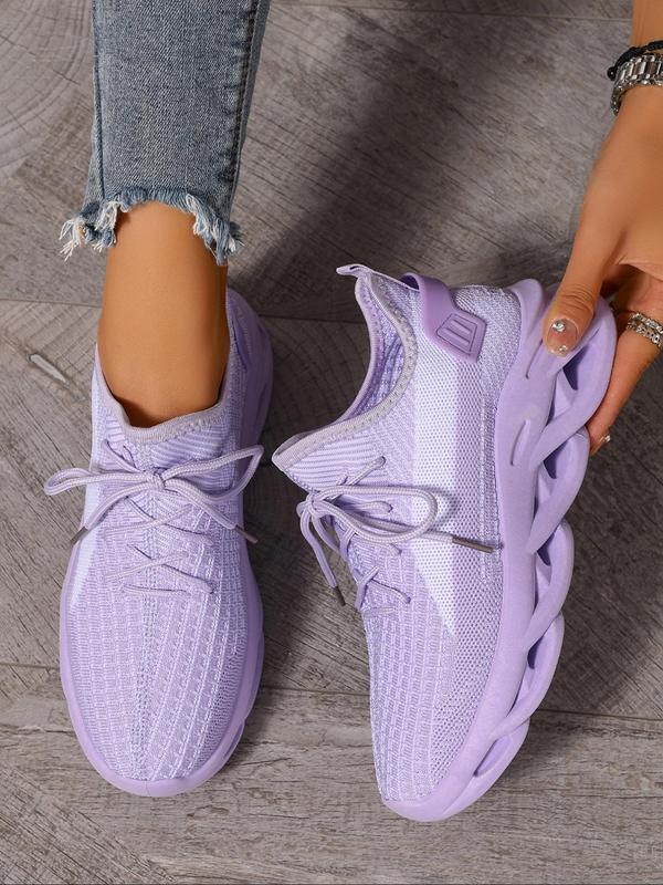 Women's Fashion Lace Up Low Top Blade Soles Sneakers, Casual Breathable Comfortable Sports Running Walking Shoes, All-match Round Toe Chunky Sneakers for Daily Wear