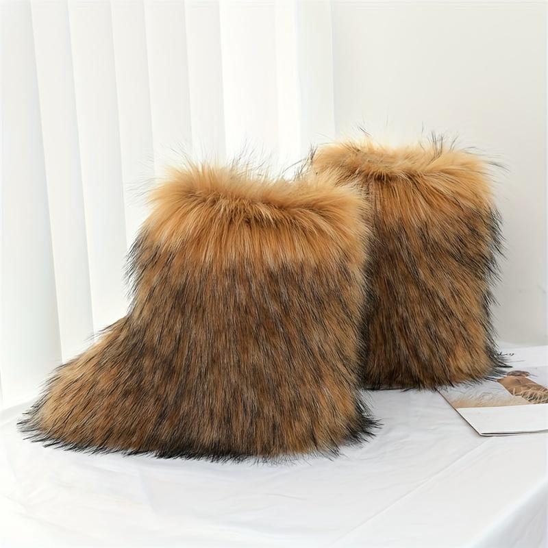 Cozy Faux Fur High-Top Boots - Soft Plush Lined, Warm, Comfortable, Fuzzy, Snow-Ready, Y2k-Inspired Winter Boots for Women - Perfect for Cold Weather, Casual Outings, and Trendy Fashion Statements