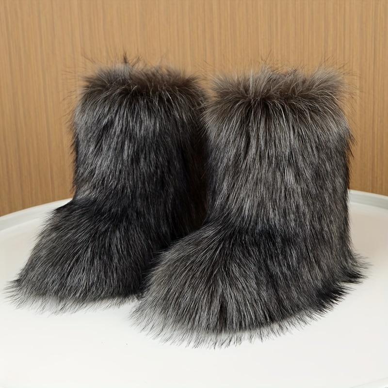 Cozy Faux Fur High-Top Boots - Soft Plush Lined, Warm, Comfortable, Fuzzy, Snow-Ready, Y2k-Inspired Winter Boots for Women - Perfect for Cold Weather, Casual Outings, and Trendy Fashion Statements