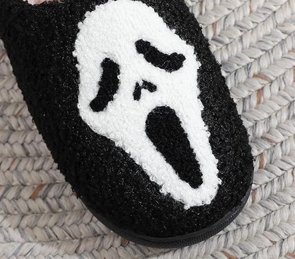 Halloween Pumpkin Slippers for Womens Mens Plush Warm Spooky Lantern Pumpkin Slippers House Shoes