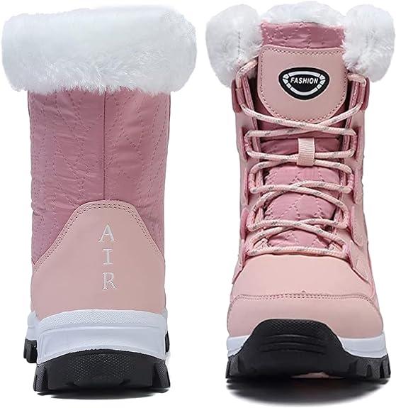 Womens Winter Snow Boots Warm Fur Lined Anti Slip Waterproof Ankle Boots Mid Calf