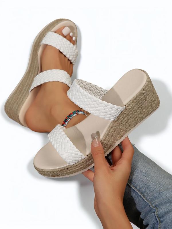 Summer Outfits 2024 Woven Strap Platform Sandals, Comfort High Heels Wedges Formal, Beach Platform Heels Sandals, Breathable Non-slip Mules Shoes