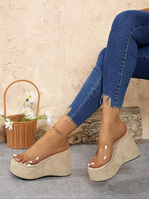 Women's Fashionable Transparent Wedges Sandals, Casual Comfortable Breathable High Heel Sandals for Summer, Female All-match Shoes for Daily Wear