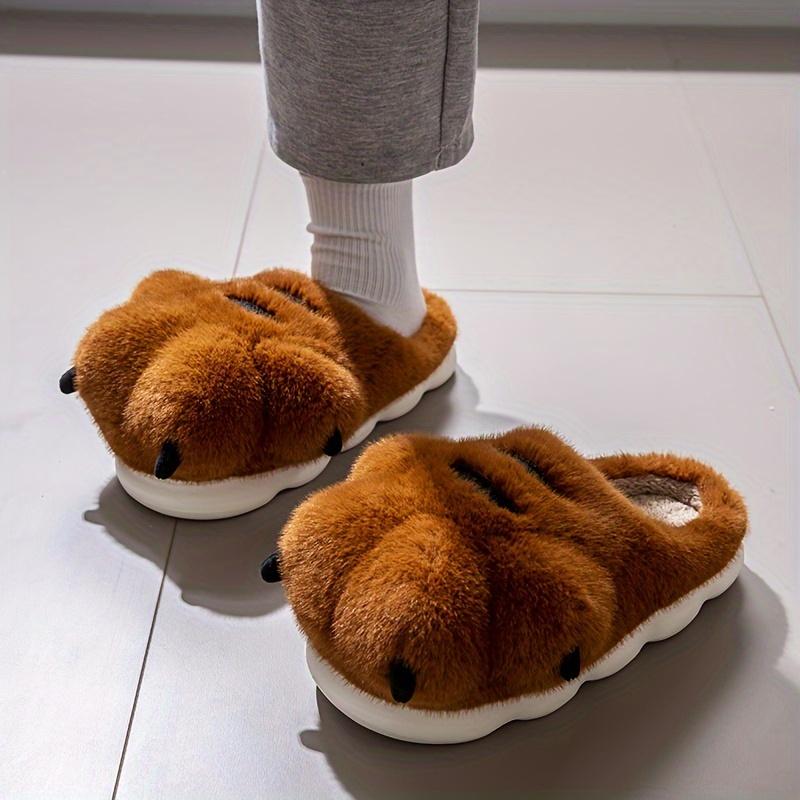 Non-slip Warm Cozy Furry Slippers for Men - Trendy Cute Funny Animal Claw Design Slip On Home Shoes for Autumn and Winter