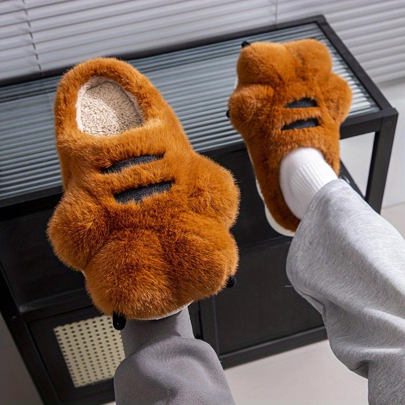 Non-slip Warm Cozy Furry Slippers for Men - Trendy Cute Funny Animal Claw Design Slip On Home Shoes for Autumn and Winter