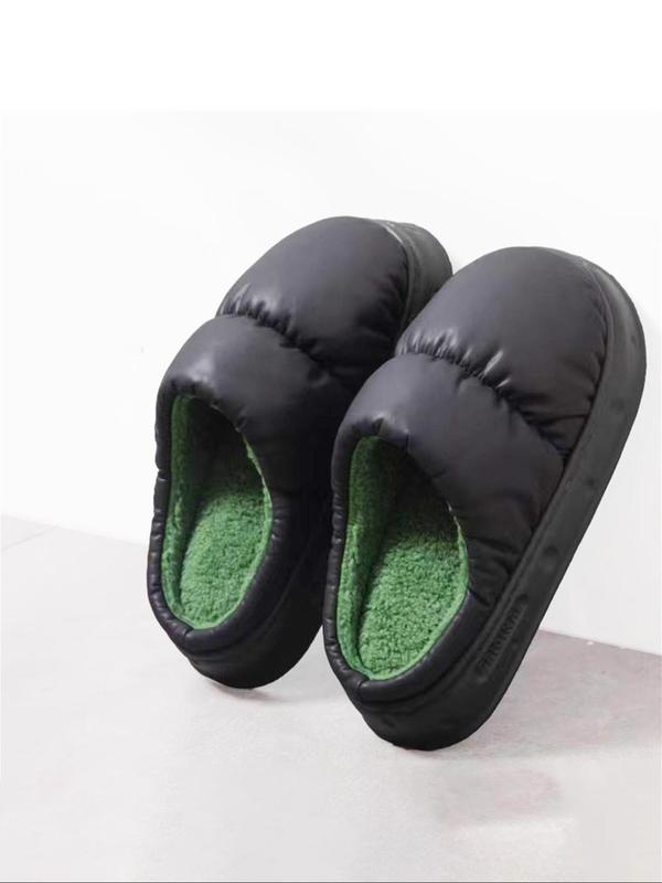 Women's Faux Fur Lined  Puffer Slippers, Casual Soft Comfortable Home Slippers, Warm Slippers for Indoor & Outdoor Use for Fall & Winter