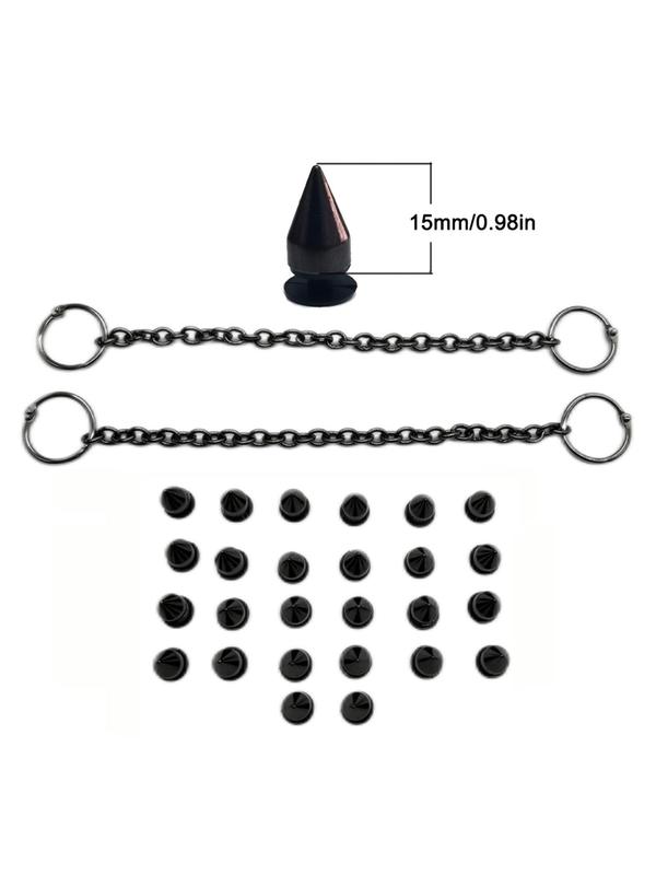 28pcs Punk Gun Spiked Rivet  For Shoes, Fashionable Chain Charms For Vented Clogs DIY Shoes Decoration, Shoes Accessory