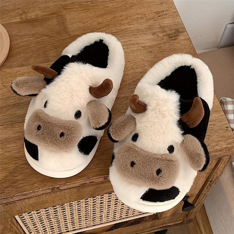 Cute Cow Slippers for Women Men Kawaii Fuzzy Slippers Cozy Soft Cloud Warm Comfy House Slippers for Women Men Walking Shoes Flipflop Footwear Girl