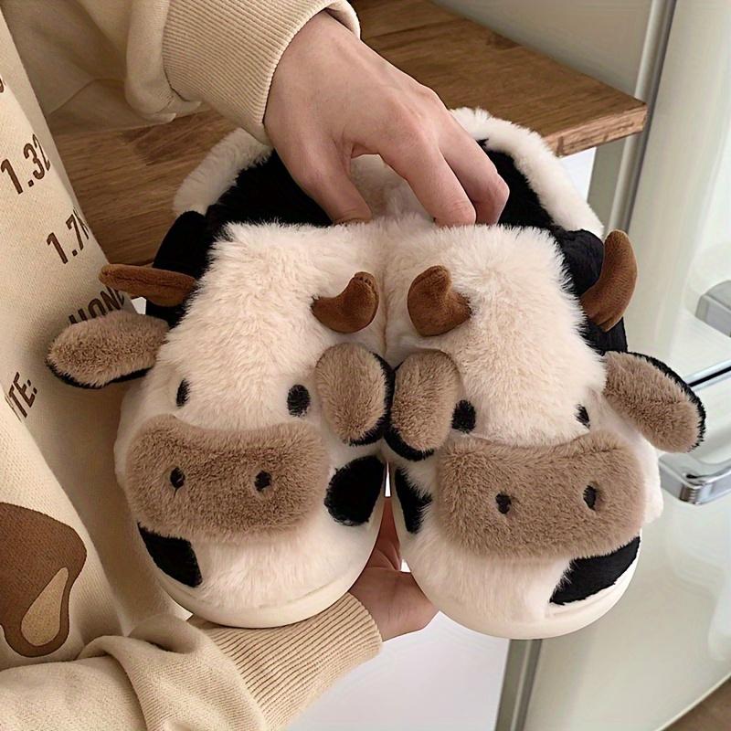 Cute Cow Slippers for Women Men Kawaii Fuzzy Slippers Cozy Soft Cloud Warm Comfy House Slippers for Women Men Walking Shoes Flipflop Footwear Girl