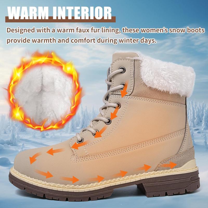 Mens Snow Winter Boots Waterproof Lined Warm Zipper Closure Ankle Boots