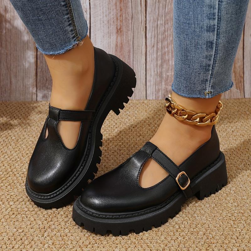 Women's Retro British Platform Shoes, Artificial Leather, Random Printing, Casual Preppy Style, Hand Wash Or Dry Cleaning, All Seasons Universal.