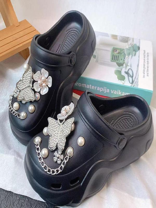 Fashionable Flower & Butterfly Design Shoe Charms, Cute Faux Pearl Decor Shoe Charms for Women's Clogs, Elegant Shoes Decorations for Birthday Gift