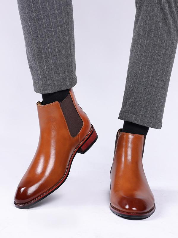 Men's Business Formal PU Leather Chelsea Boots, Classic Retro Boots for Work Office, Male All-match Boots for Daily Wear