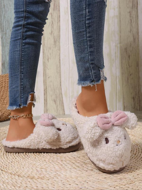 Women's Cute Cartoon Rabbit Design Plush Slippers, Casual Soft Comfortable Home Slippers, Warm Slippers for Indoor & Outdoor Use for Fall & Winter