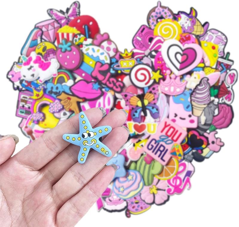 35,50,100Pcs Random Shoe Charms for Girls Cartoon Cute PVC Shoes Accessories Charms,Lovely Charms Pack for ,Kawaii Pink Charms Shoe Decorations & Bracelet Wristband Party Gifts