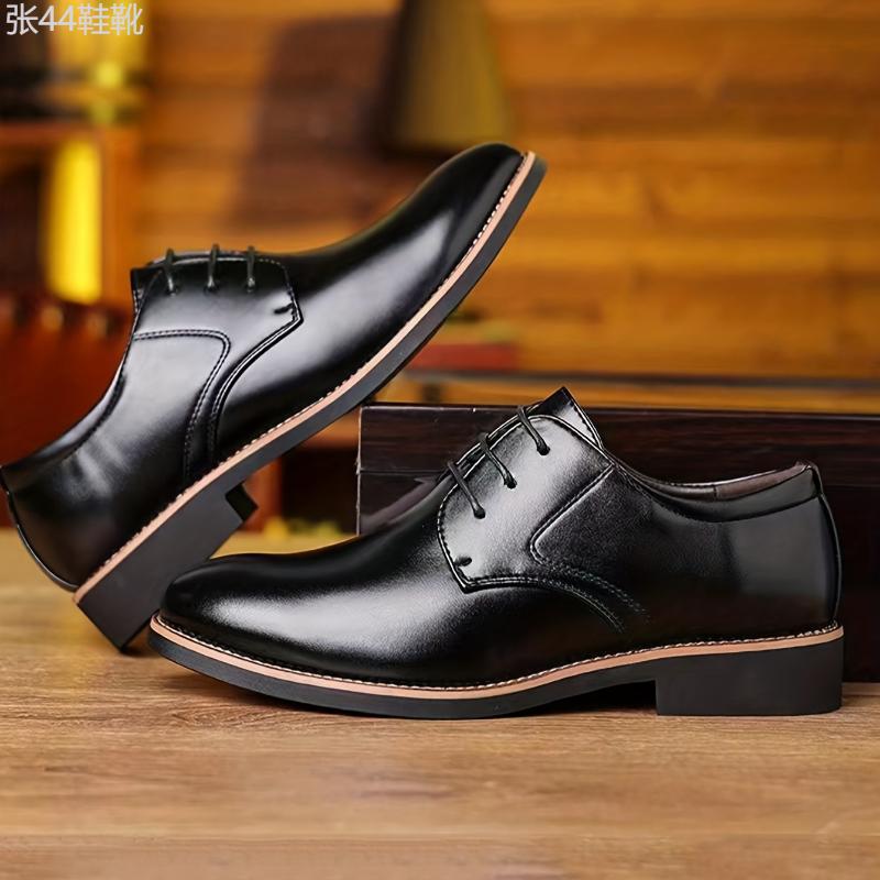 Men's Round Toe Lace-Up Derby Shoes, Wear-resistant Non-Slip Formal Shoes For Wedding Party Business, Middle Aged Men's Footwear Boy Walking Shoes